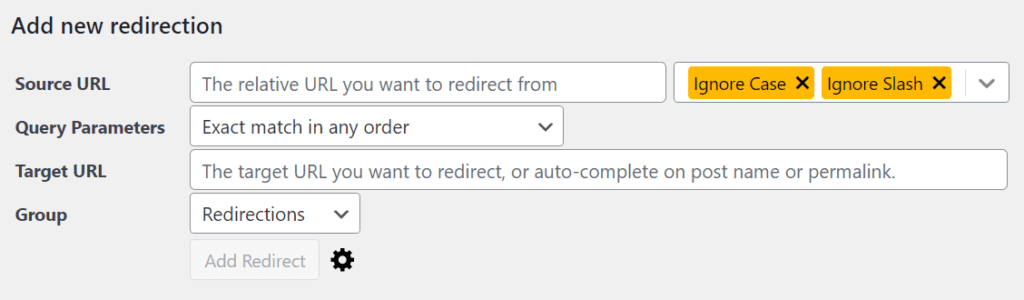redirection settings